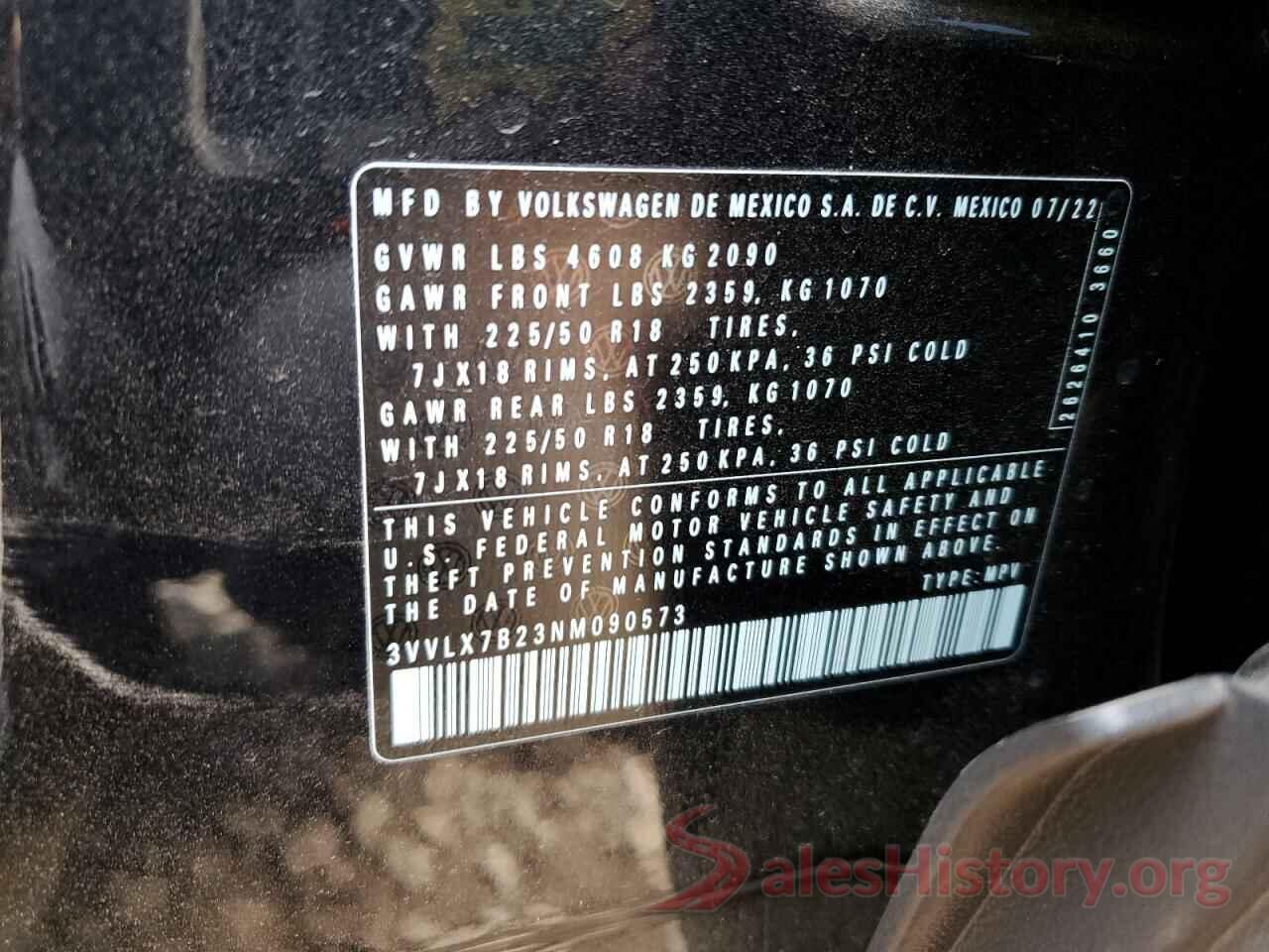 3VVLX7B23NM090573 2022 VOLKSWAGEN TAOS SE IQ