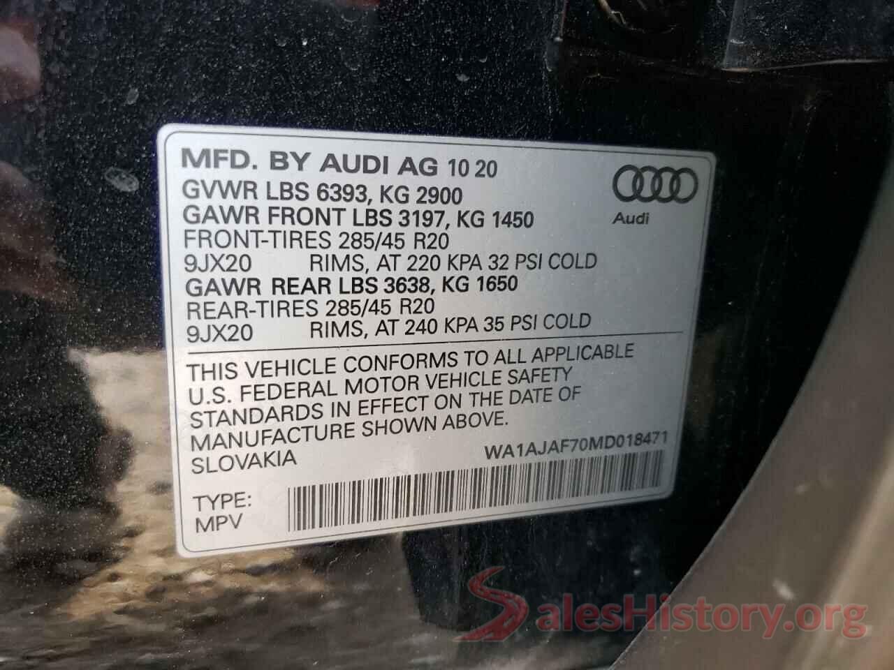 WA1AJAF70MD018471 2021 AUDI Q7