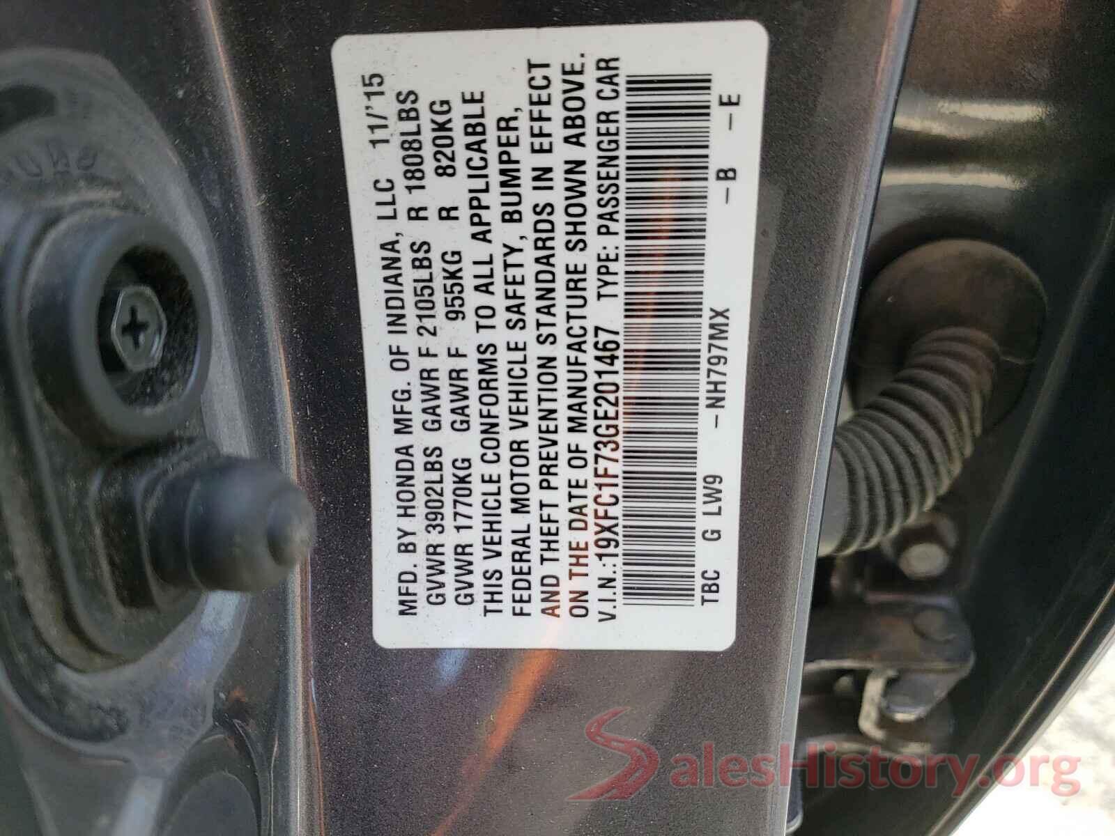 19XFC1F73GE201467 2016 HONDA CIVIC