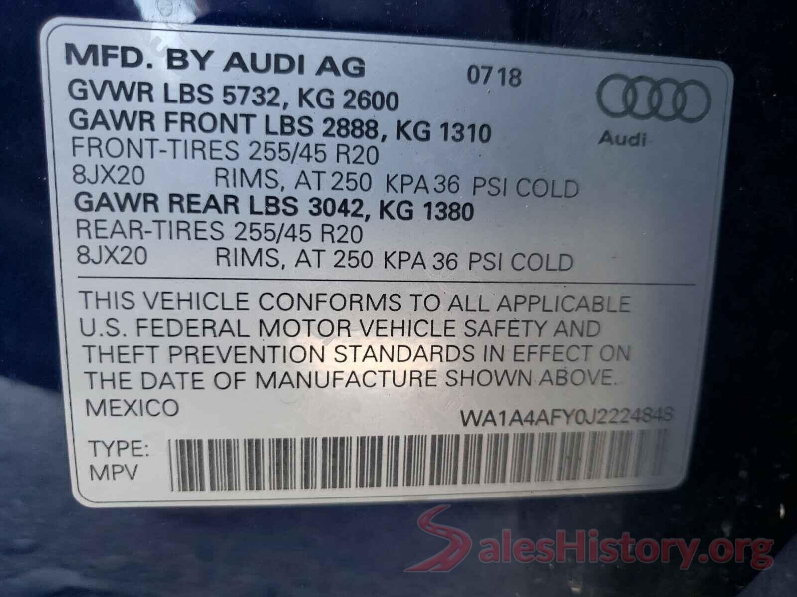 WA1A4AFY0J2224848 2018 AUDI SQ5