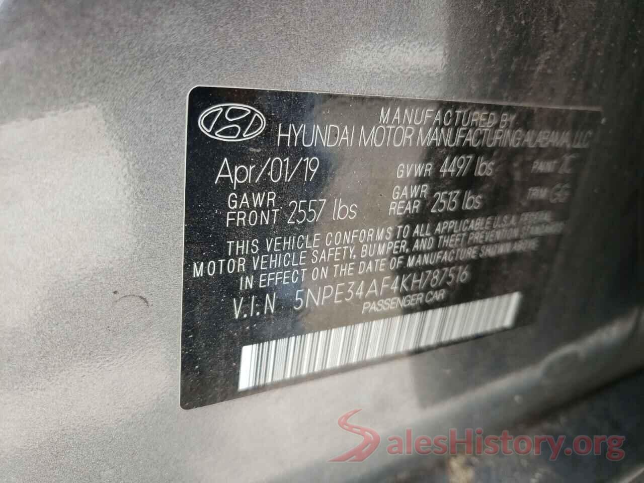 5NPE34AF4KH787516 2019 HYUNDAI SONATA