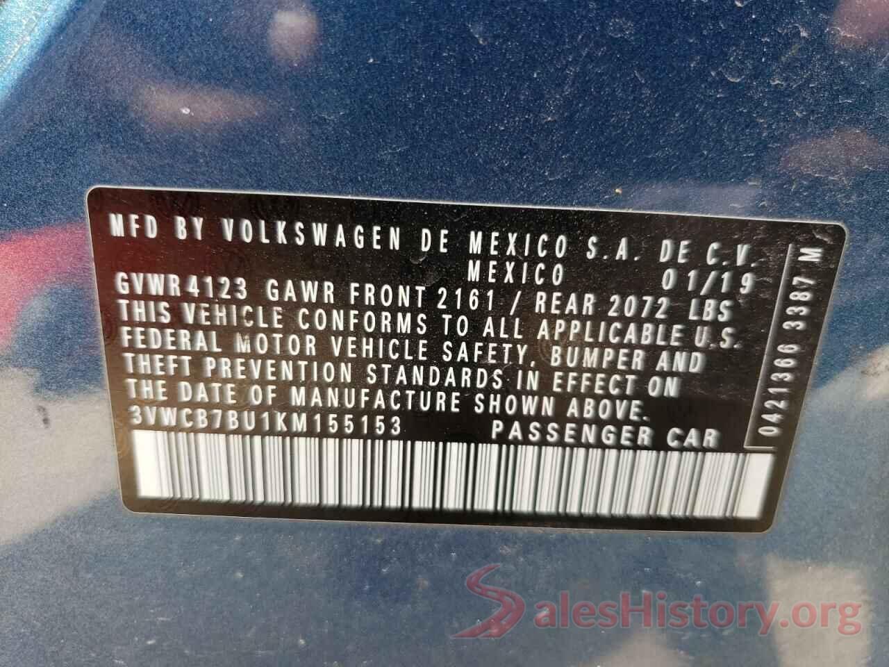 3VWCB7BU1KM155153 2019 VOLKSWAGEN JETTA