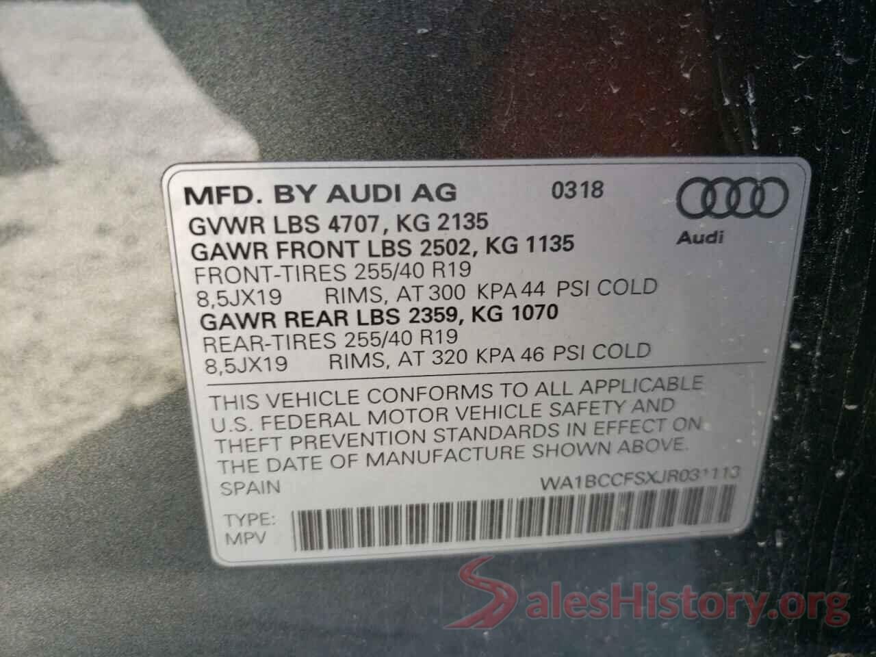 WA1BCCFSXJR031113 2018 AUDI Q3