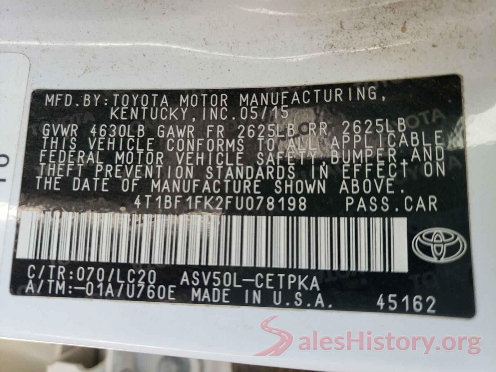 4T1BF1FK2FU078198 2015 TOYOTA CAMRY