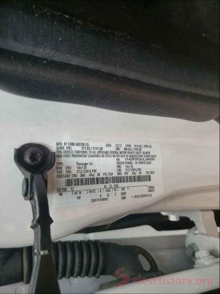 1FADP3FE4JL240059 2018 FORD FOCUS