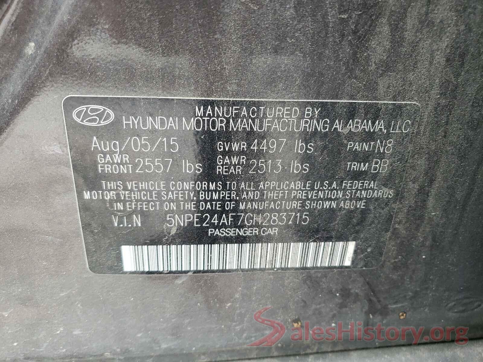 5NPE24AF7GH283715 2016 HYUNDAI SONATA