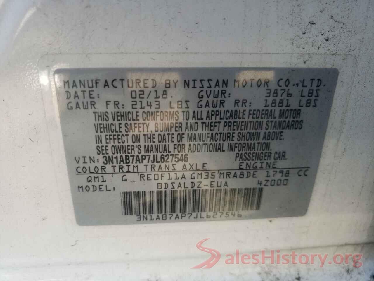 3N1AB7AP7JL627546 2018 NISSAN SENTRA