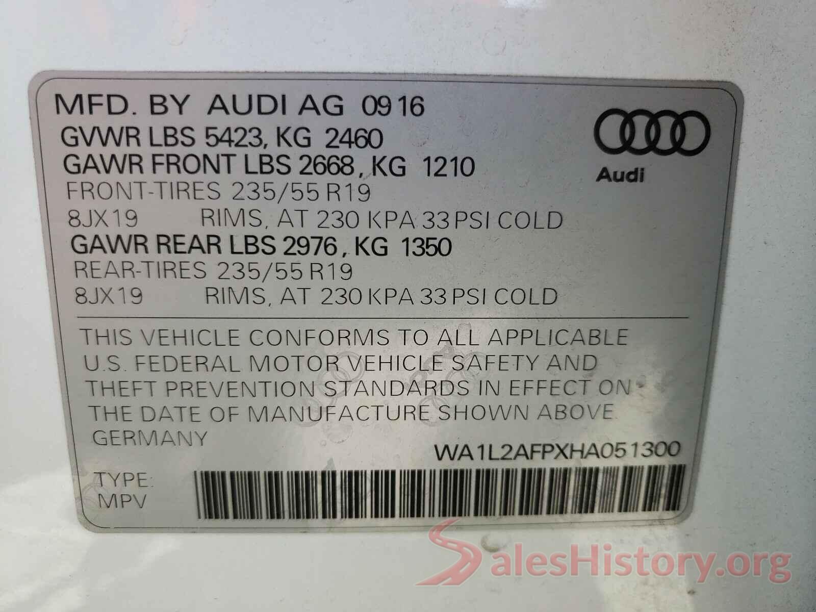 WA1L2AFPXHA051300 2017 AUDI Q5