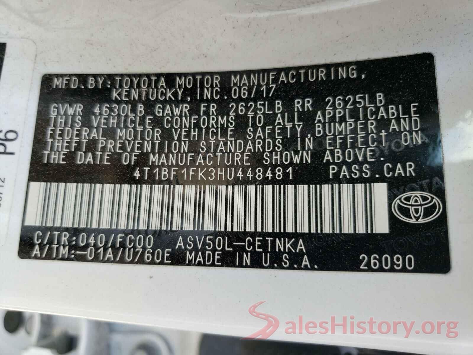 4T1BF1FK3HU448481 2017 TOYOTA CAMRY