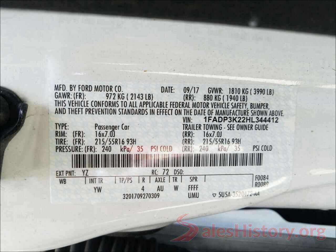 1FADP3K22HL344412 2017 FORD FOCUS