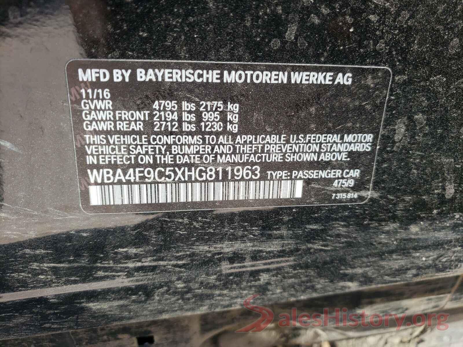 WBA4F9C5XHG811963 2017 BMW 4 SERIES