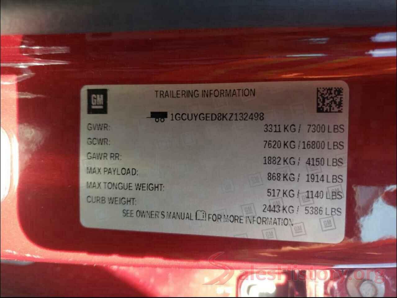 1GCUYGED8KZ132498 2019 CHEVROLET SILVERADO