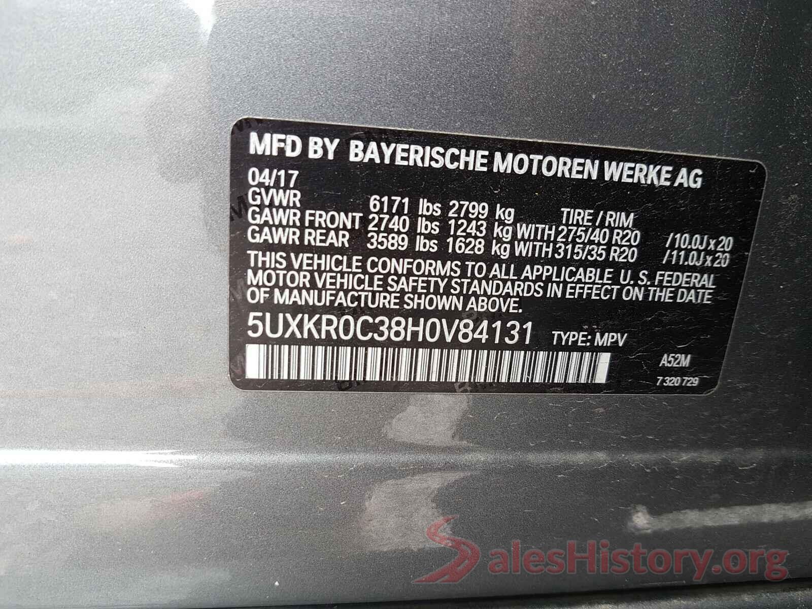 5UXKR0C38H0V84131 2017 BMW X5