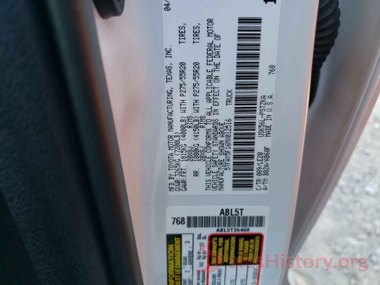 5TFAY5F16MX012516 2021 TOYOTA TUNDRA