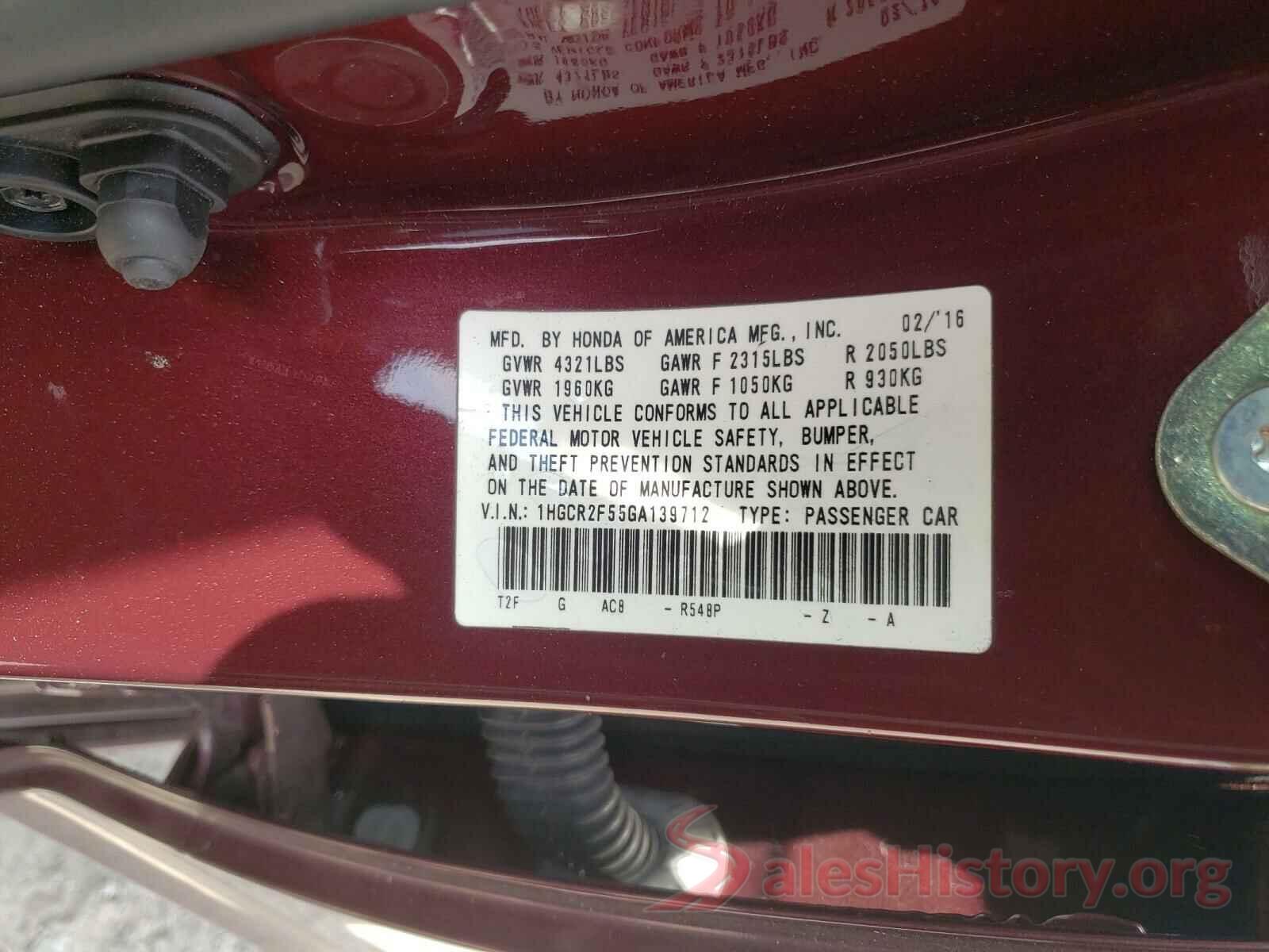 1HGCR2F55GA139712 2016 HONDA ACCORD