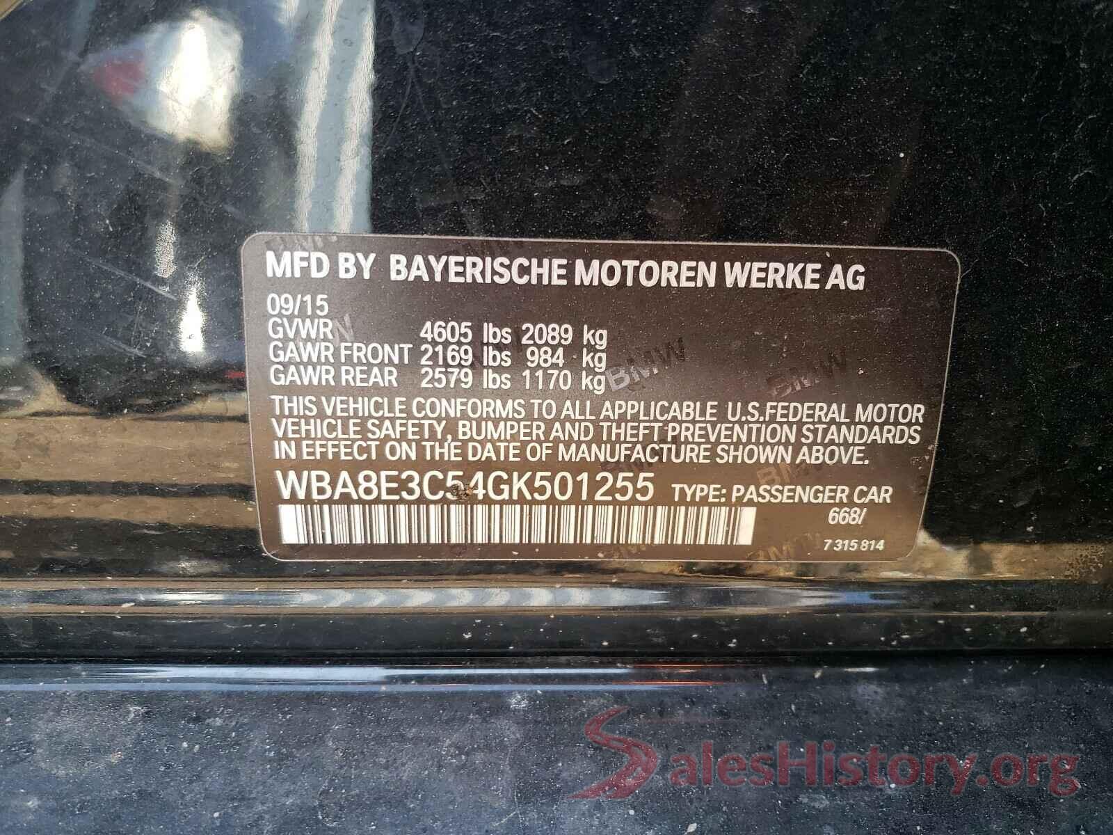 WBA8E3C54GK501255 2016 BMW 3 SERIES