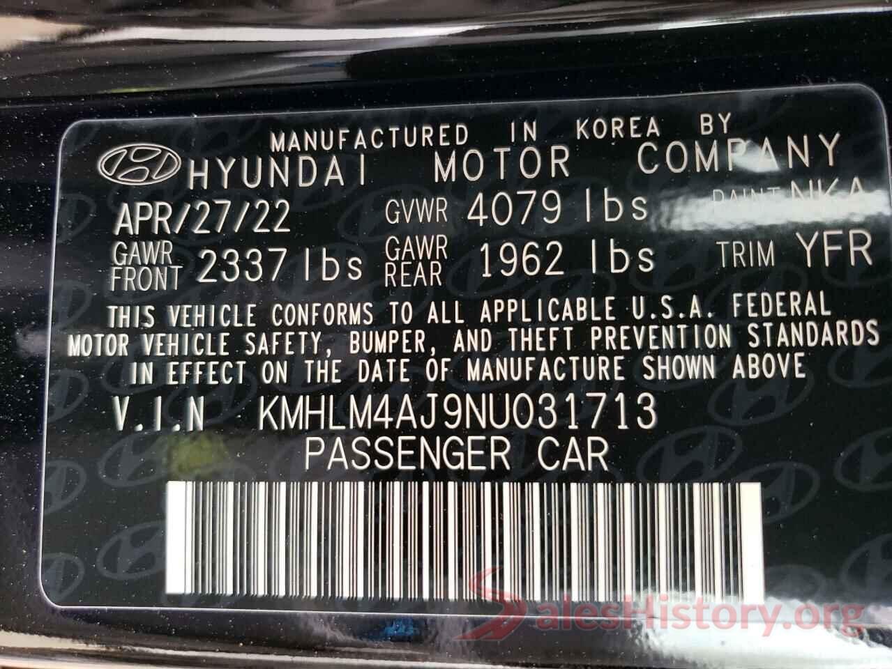 KMHLM4AJ9NU031713 2022 HYUNDAI ELANTRA