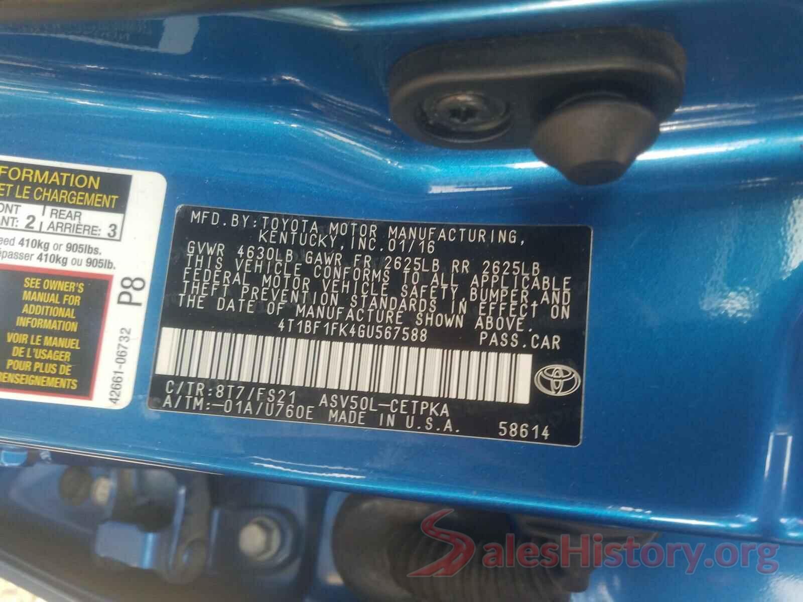 4T1BF1FK4GU567588 2016 TOYOTA CAMRY