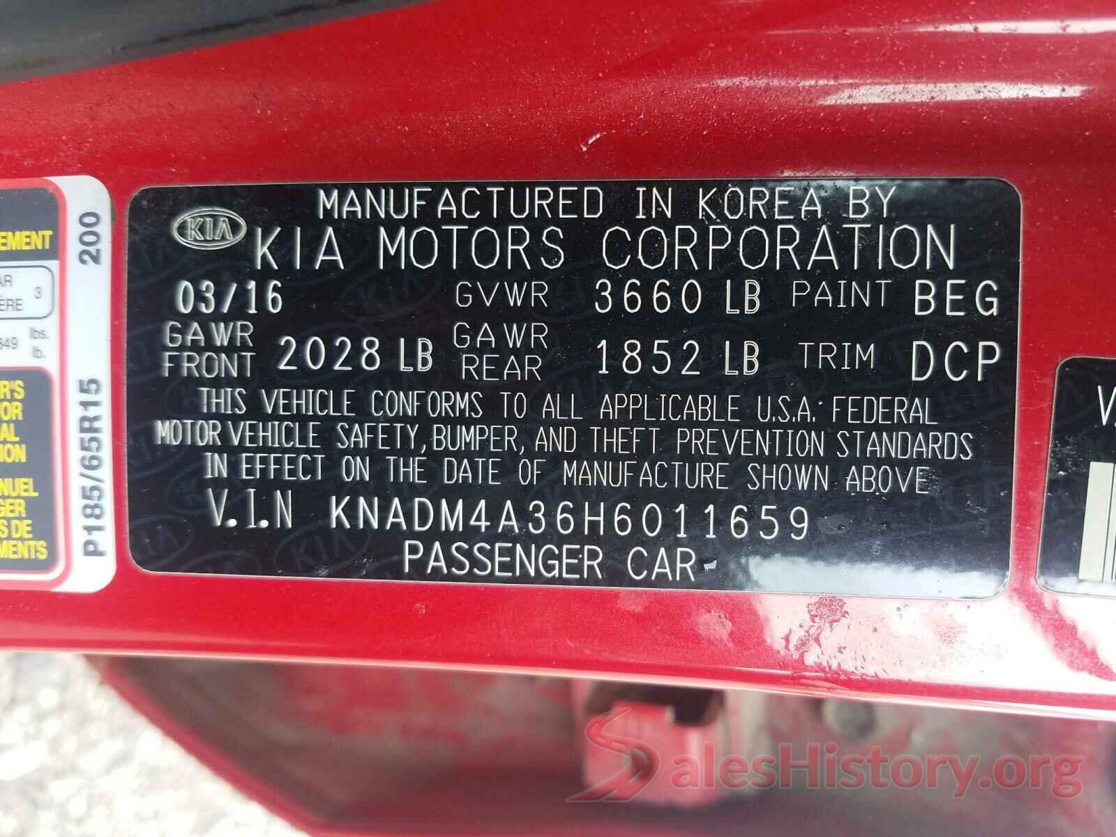 KNADM4A36H6011659 2017 KIA RIO