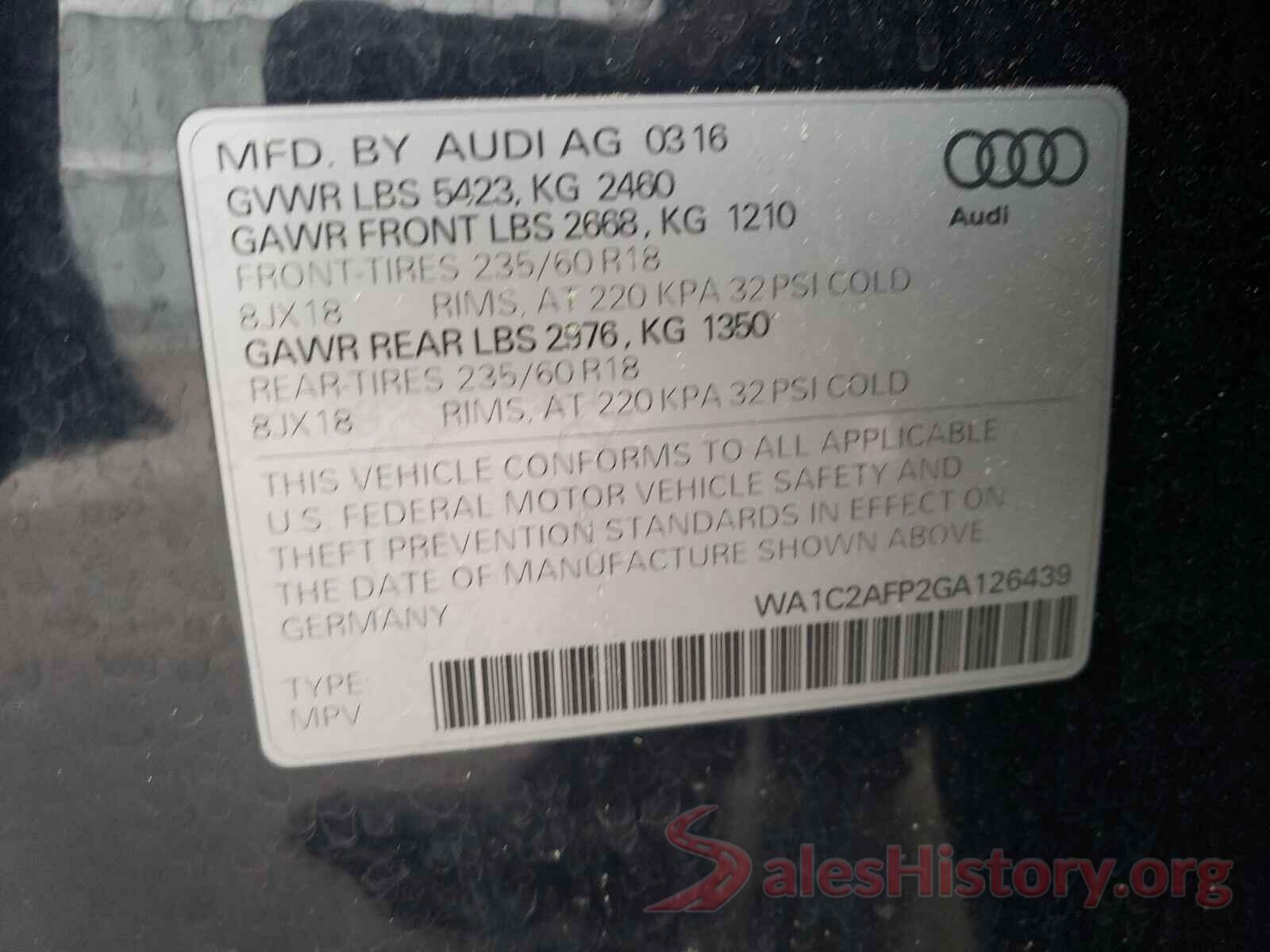 WA1C2AFP2GA126439 2016 AUDI Q5