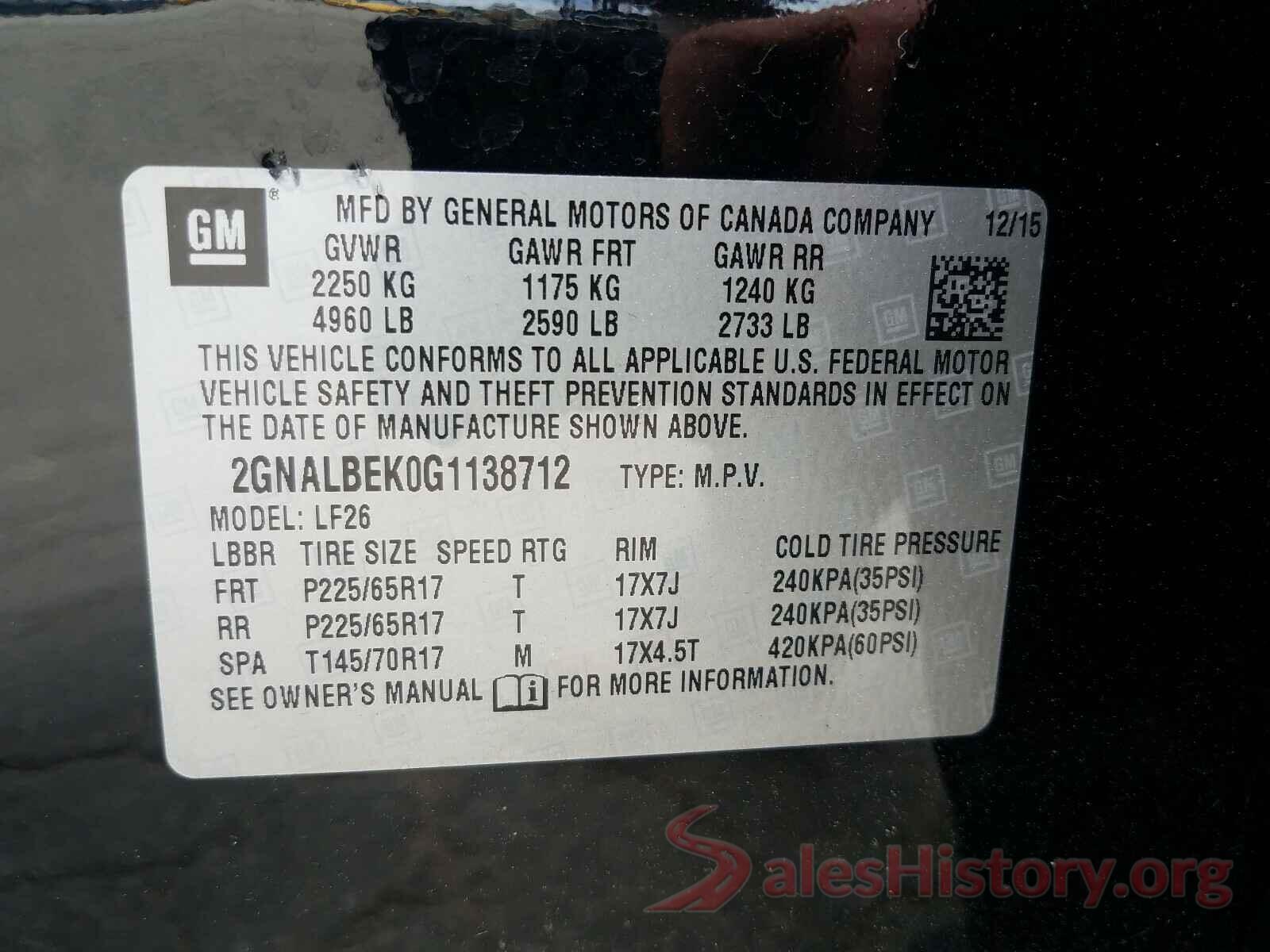 2GNALBEK0G1138712 2016 CHEVROLET EQUINOX