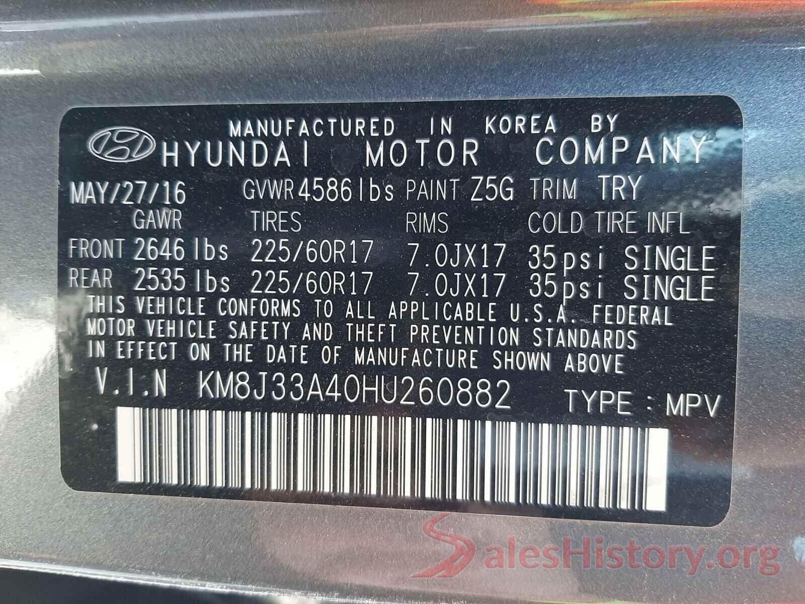 KM8J33A40HU260882 2017 HYUNDAI TUCSON