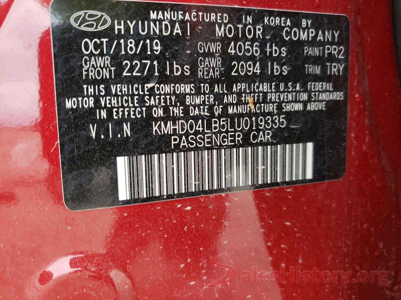 KMHD04LB5LU019335 2020 HYUNDAI ELANTRA