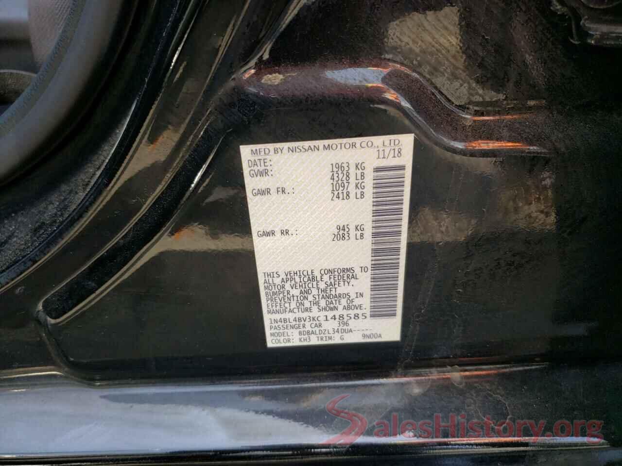 1N4BL4BV3KC148585 2019 NISSAN ALTIMA