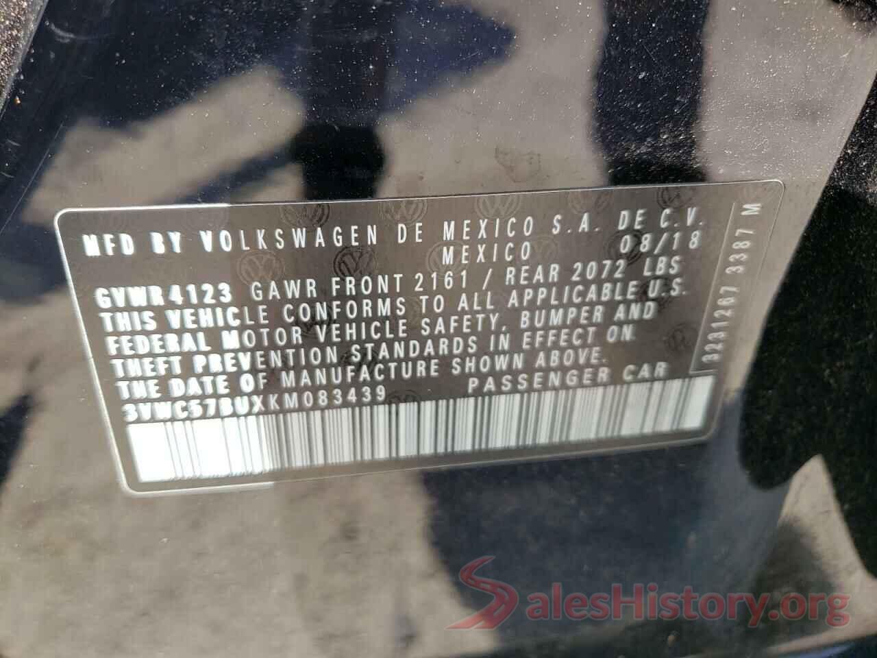 3VWC57BUXKM083439 2019 VOLKSWAGEN JETTA