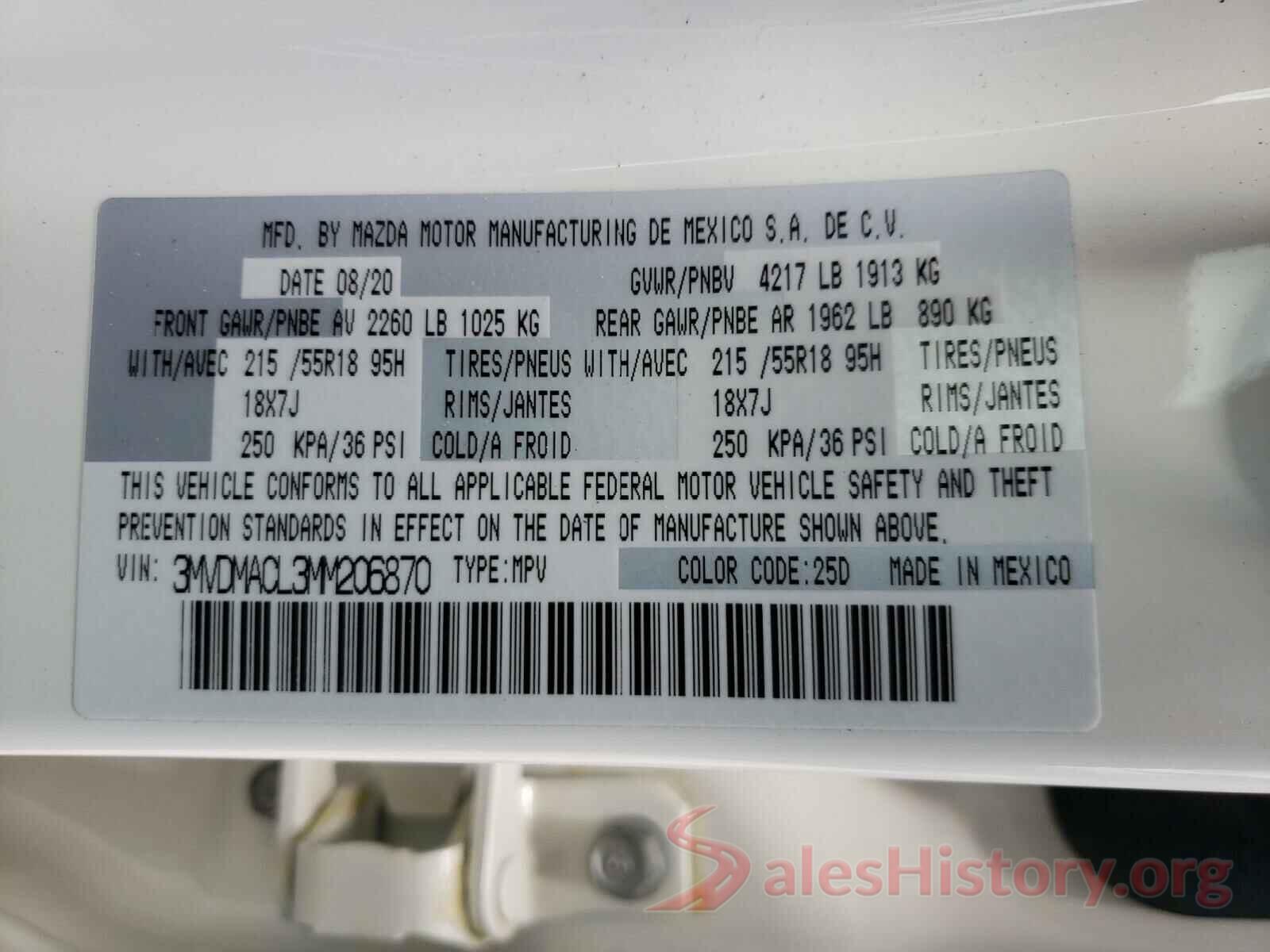 3MVDMACL3MM206870 2021 MAZDA CX30