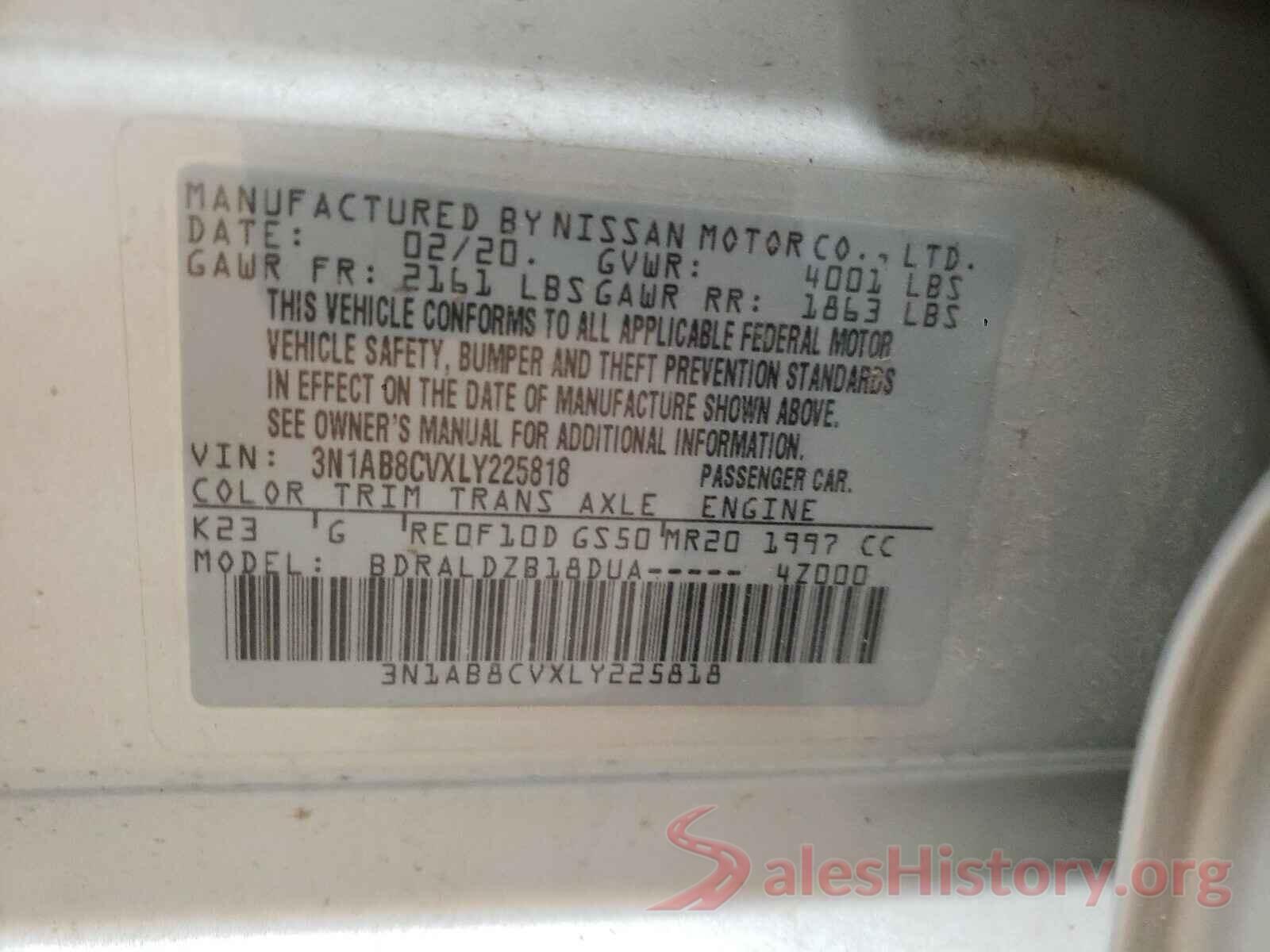 3N1AB8CVXLY225818 2020 NISSAN SENTRA