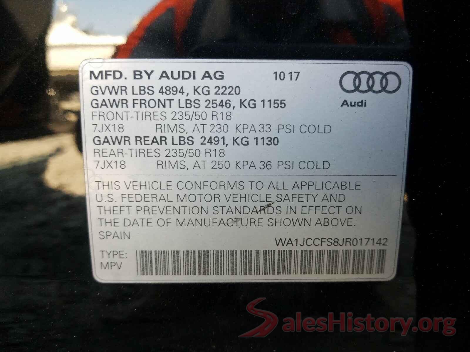 WA1JCCFS8JR017142 2018 AUDI Q3