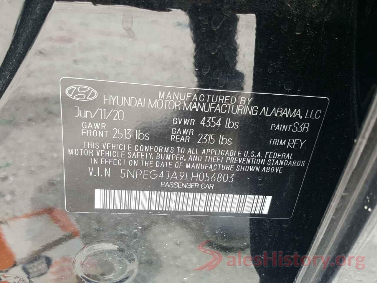 5NPEG4JA9LH056803 2020 HYUNDAI SONATA