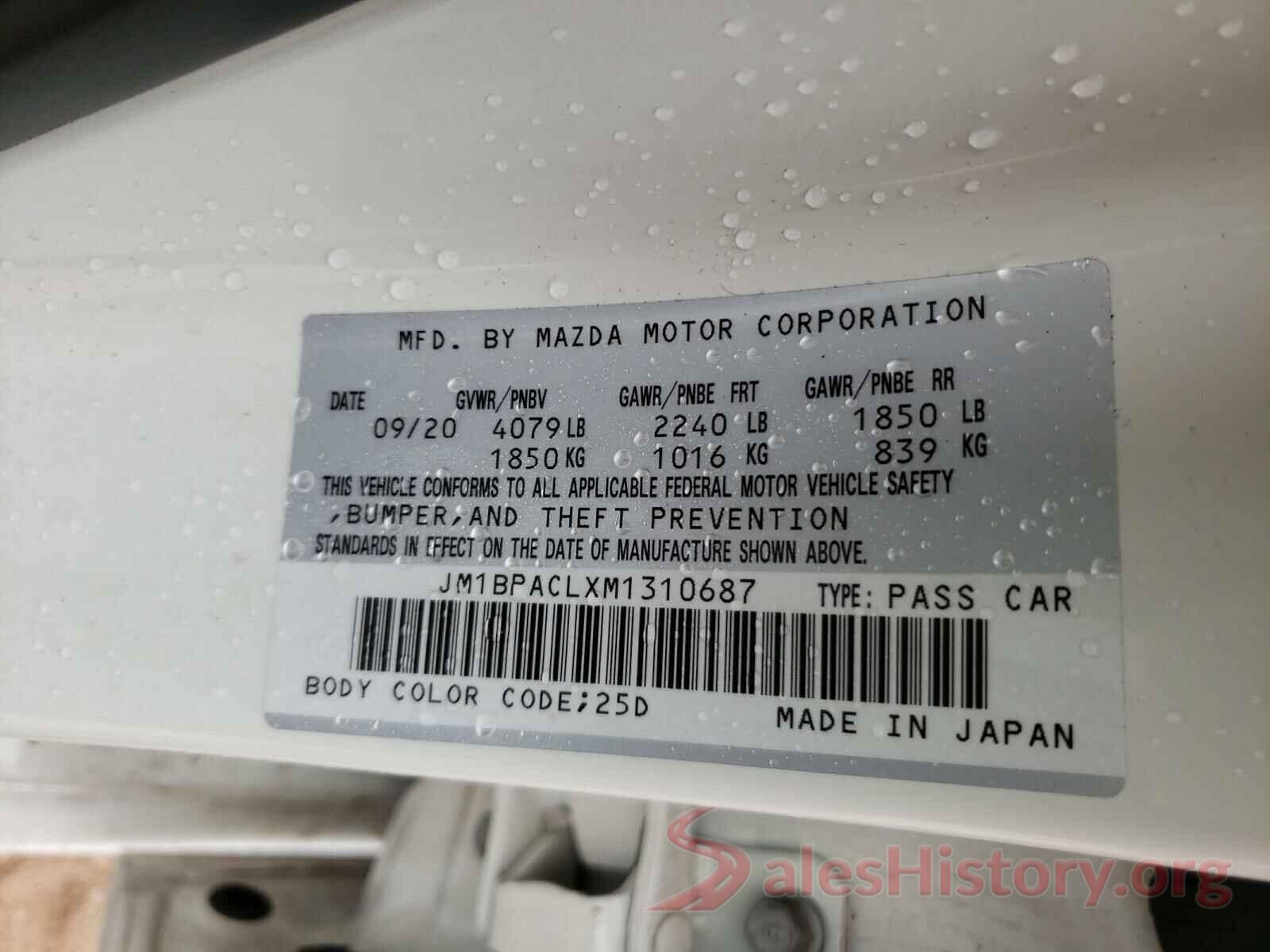 JM1BPACLXM1310687 2021 MAZDA 3