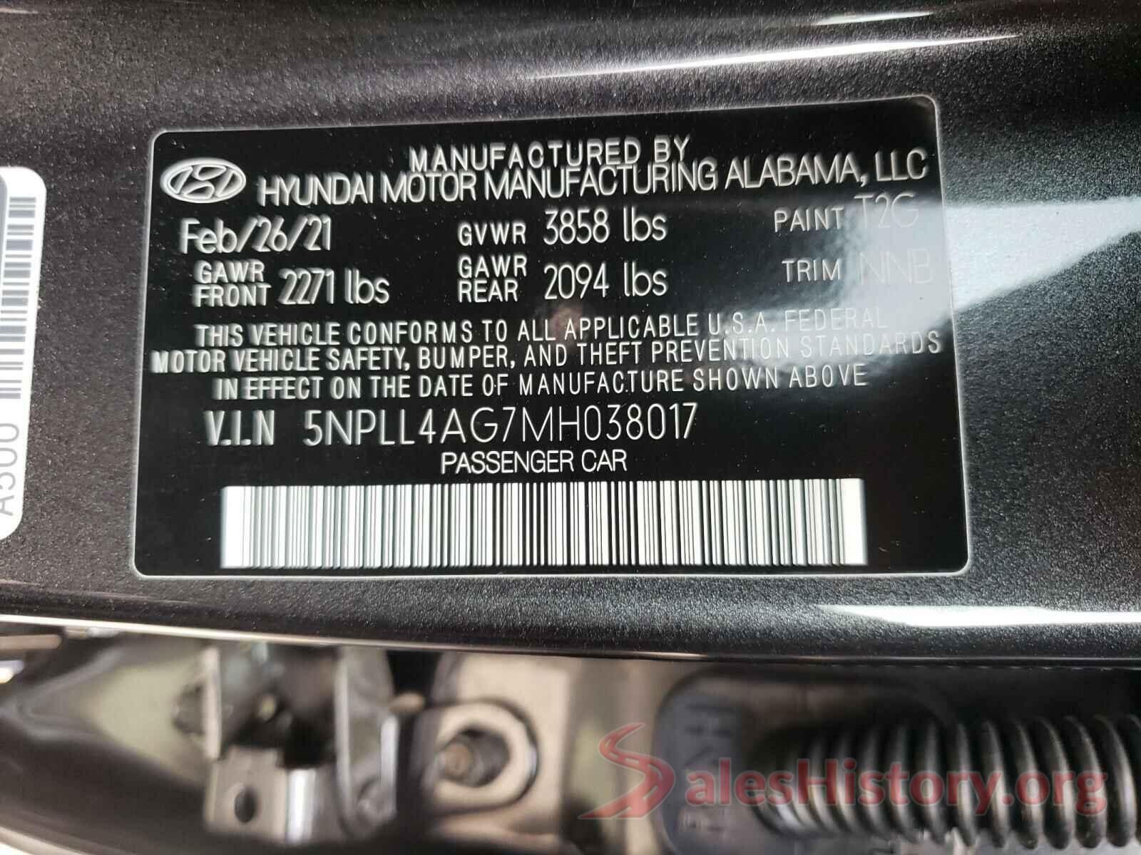 5NPLL4AG7MH038017 2021 HYUNDAI ELANTRA