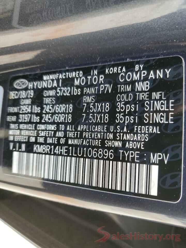 KM8R14HE1LU106896 2020 HYUNDAI PALISADE