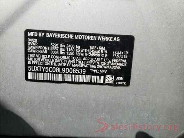 5UXTY5C08L9D06539 2020 BMW X3