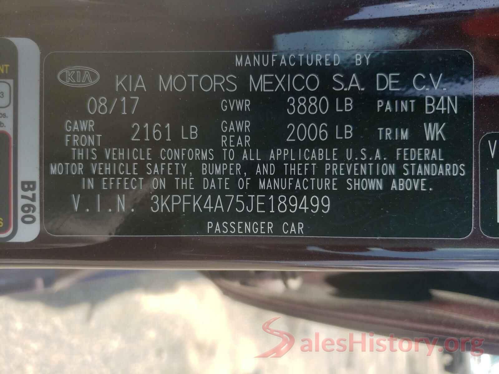 3KPFK4A75JE189499 2018 KIA FORTE