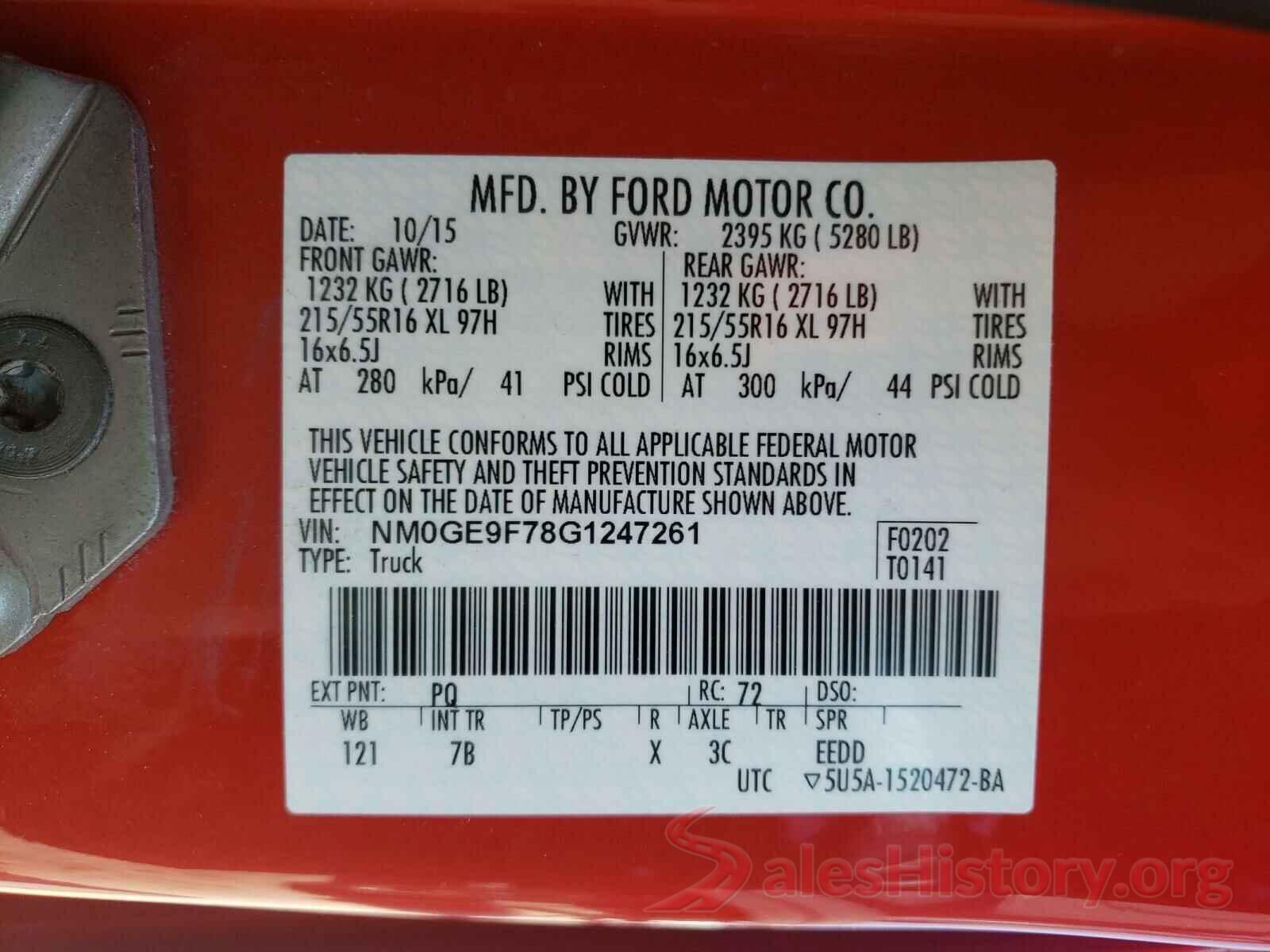 NM0GE9F78G1247261 2016 FORD TRANSIT CO