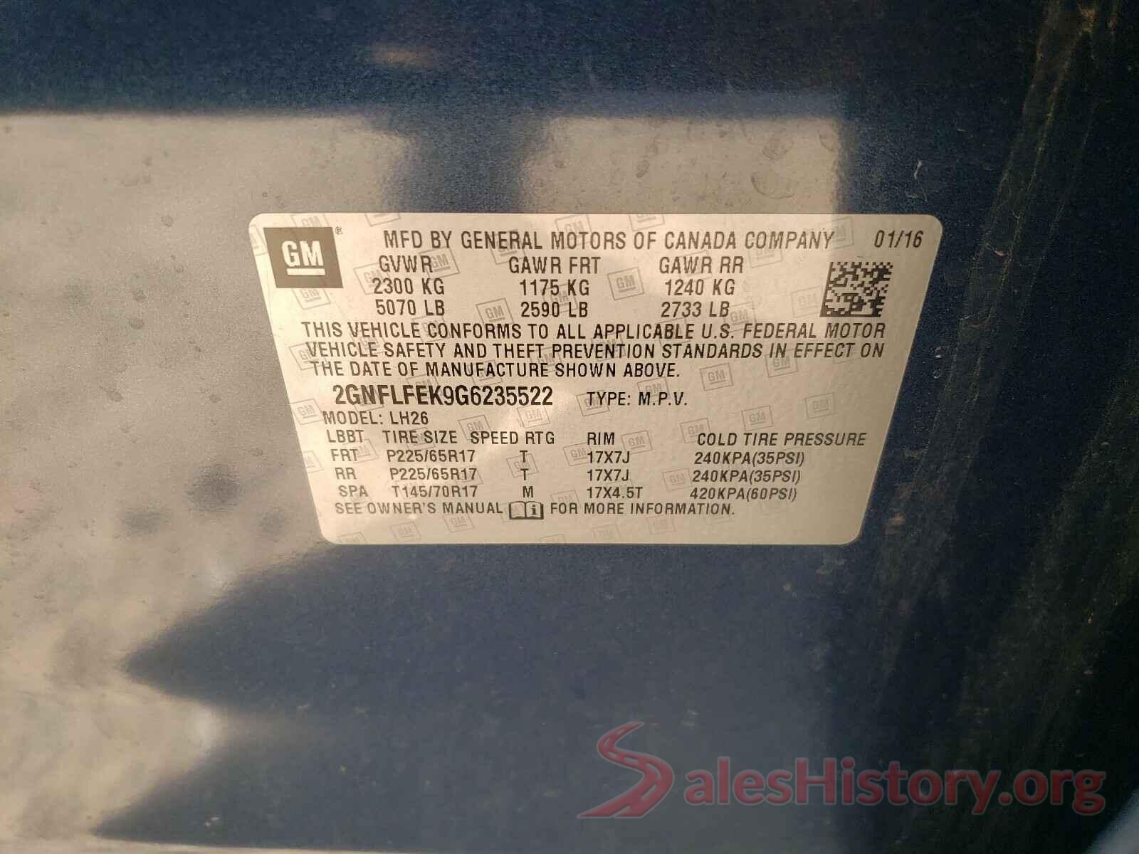 2GNFLFEK9G6235522 2016 CHEVROLET EQUINOX