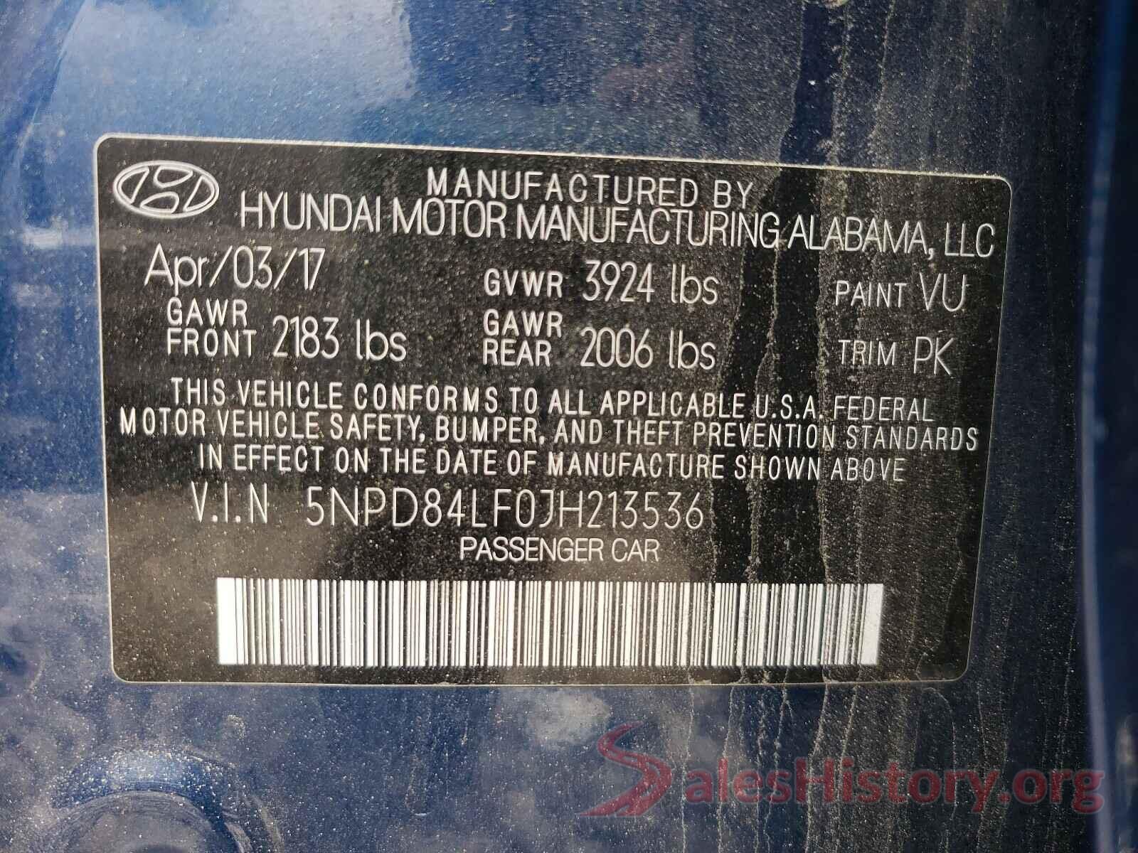 5NPD84LF0JH213536 2018 HYUNDAI ELANTRA