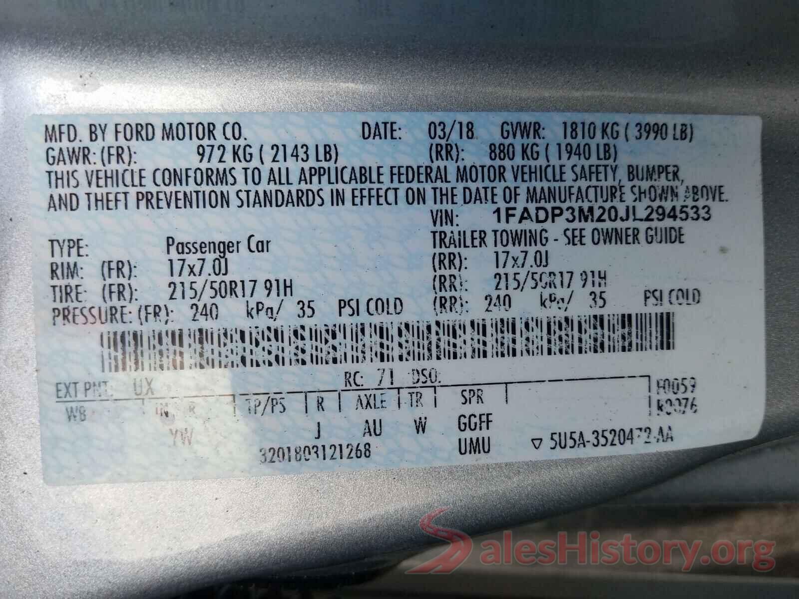 1FADP3M20JL294533 2018 FORD FOCUS