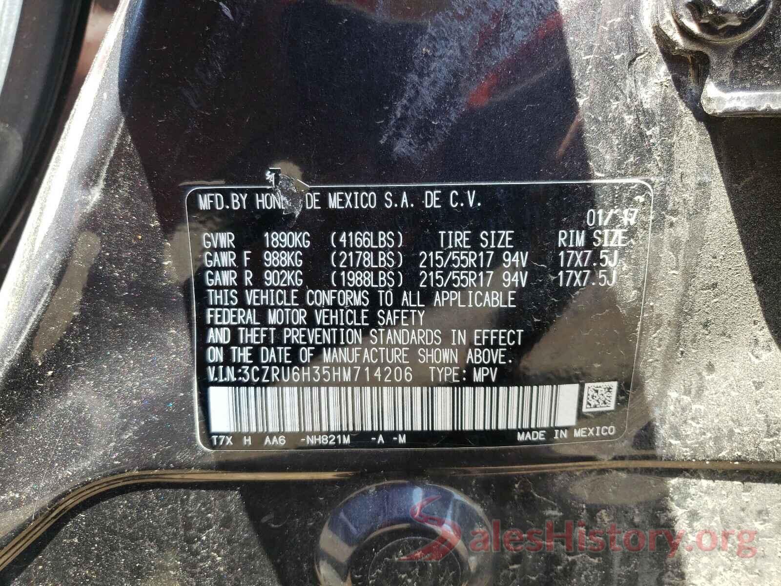 3CZRU6H35HM714206 2017 HONDA HR-V