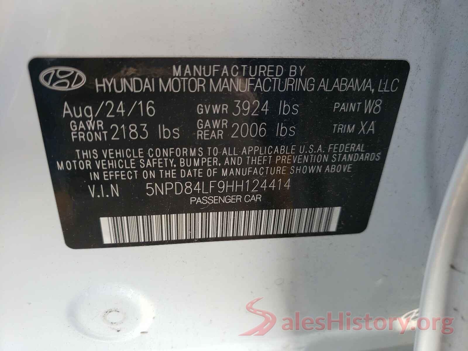 5NPD84LF9HH124414 2017 HYUNDAI ELANTRA