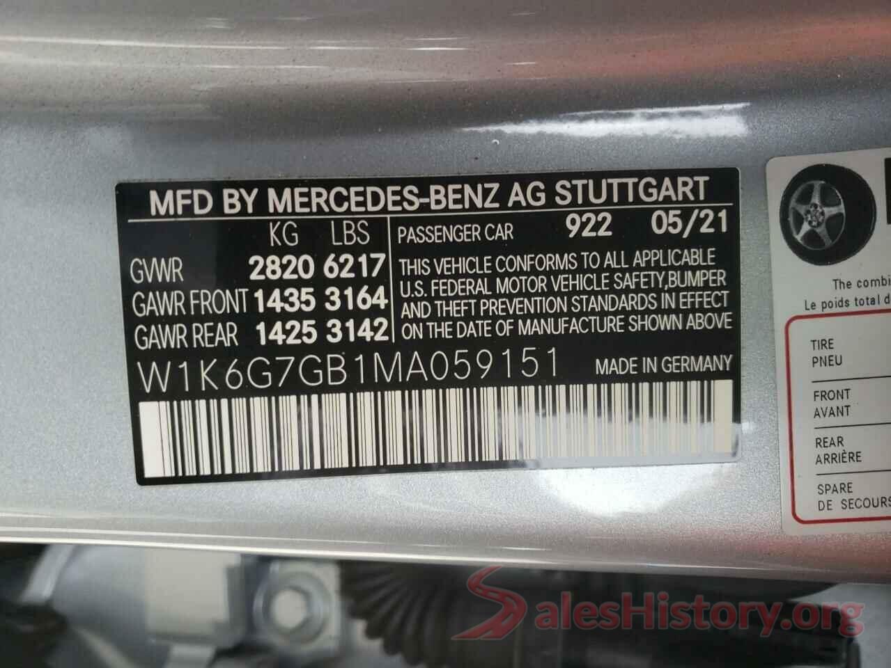 W1K6G7GB1MA059151 2021 MERCEDES-BENZ S-CLASS