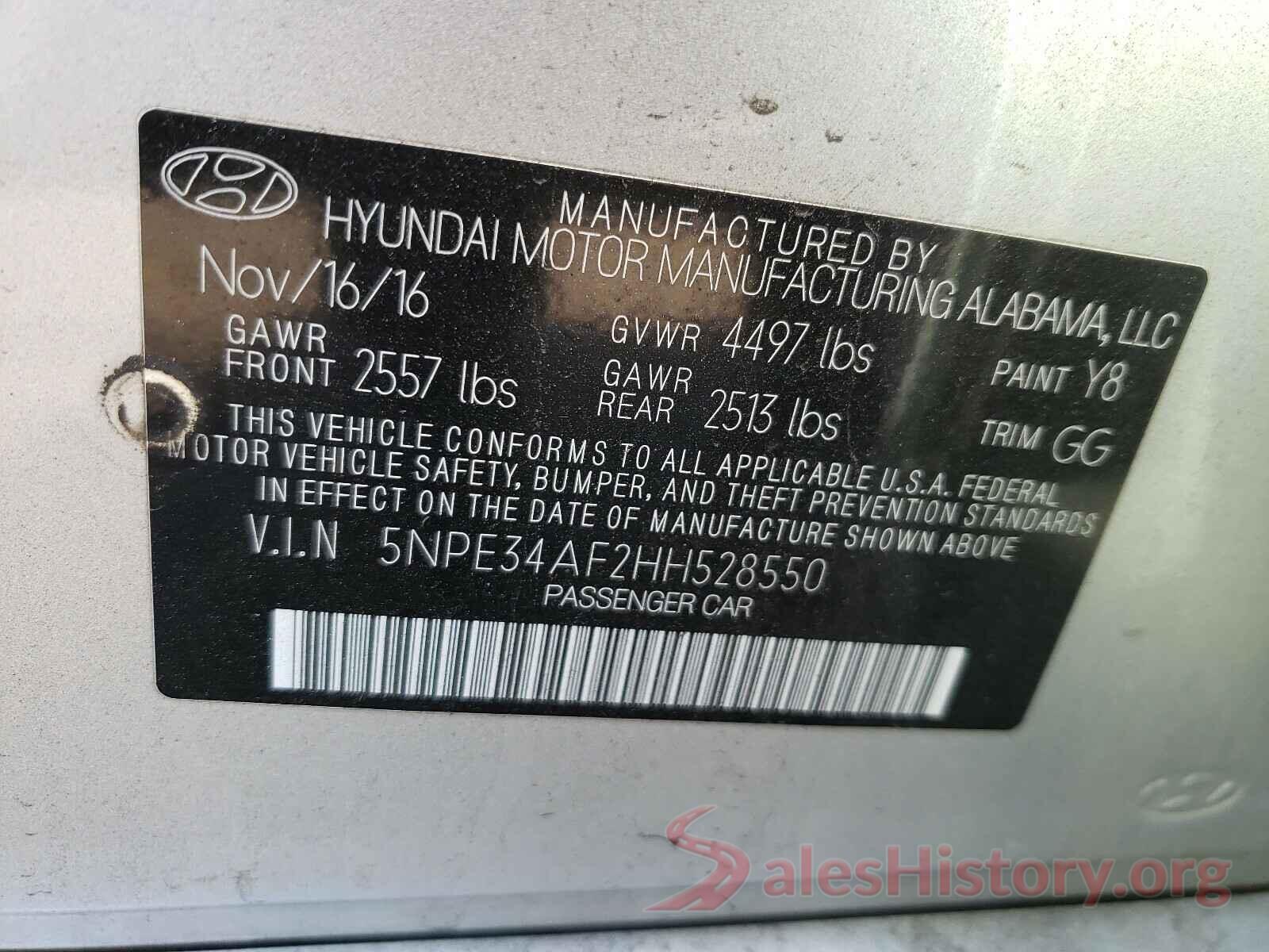 5NPE34AF2HH528550 2017 HYUNDAI SONATA