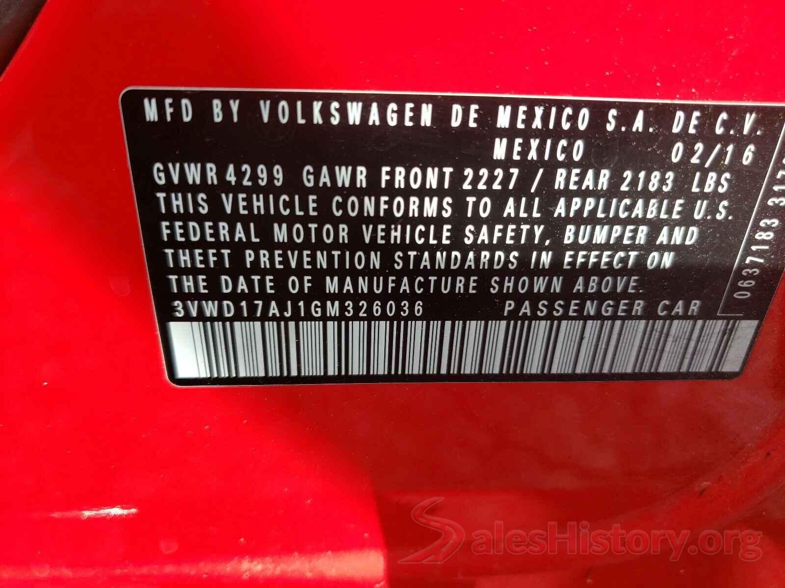 3VWD17AJ1GM326036 2016 VOLKSWAGEN JETTA