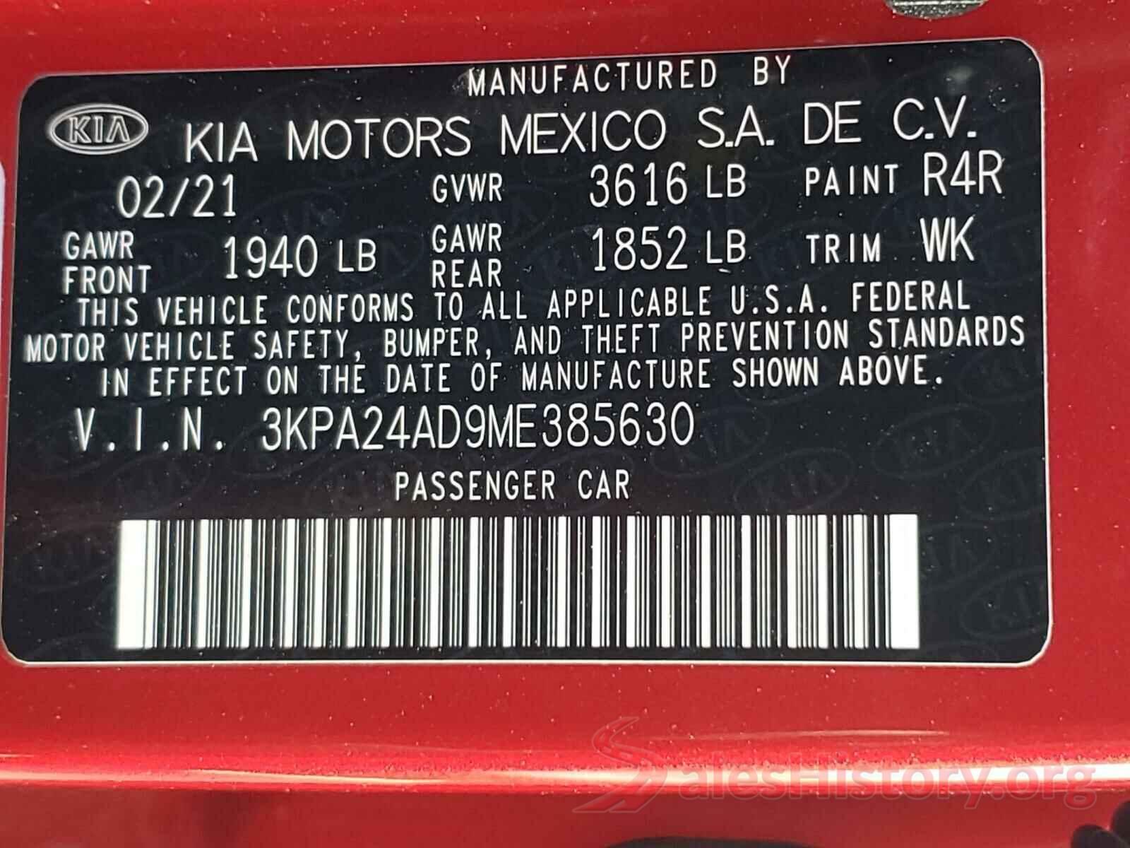 3KPA24AD9ME385630 2021 KIA RIO