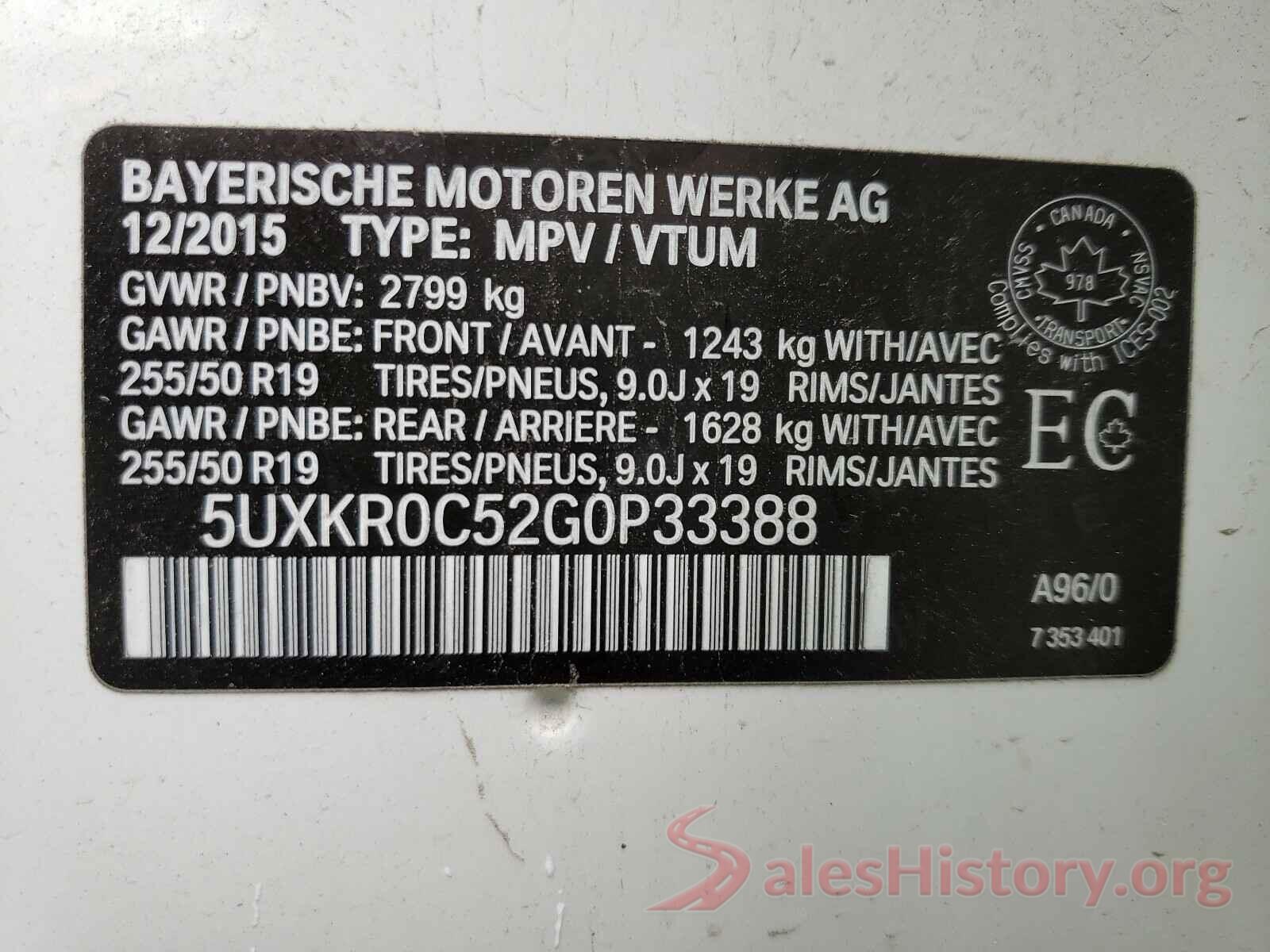 5UXKR0C52G0P33388 2016 BMW X5