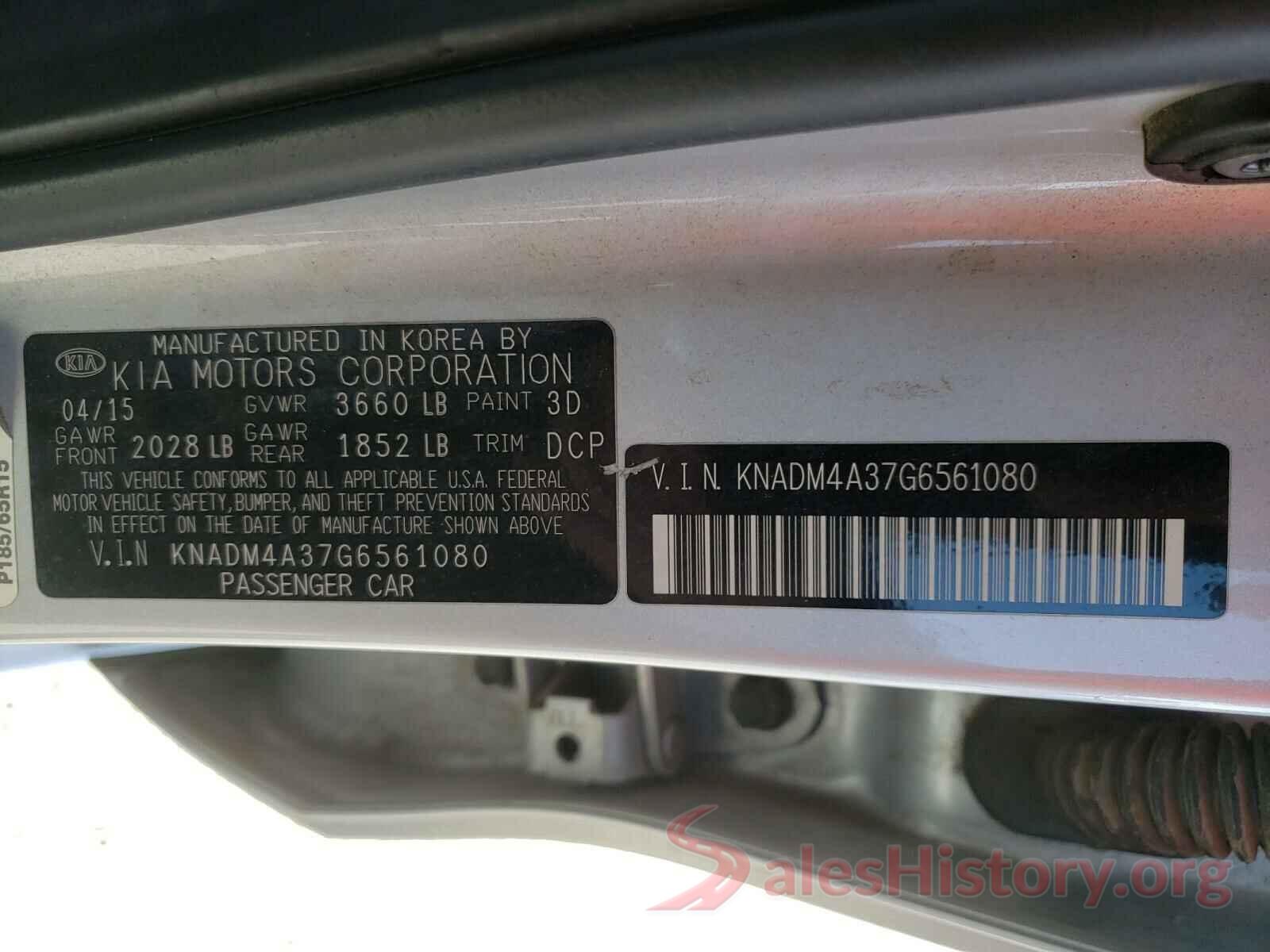 KNADM4A37G6561080 2016 KIA RIO